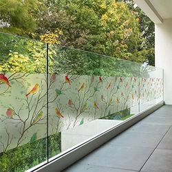 Película con Ventana antimirada ocupante – Pájaros en el Bosque – Pegatinas para Ventanas y Puertas de Ducha – 40 x 200 cm