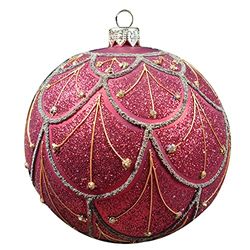 Silverado Natale ornamento fatto di vetro, palla da 10 cm, rosso glitter fish scale arredamento