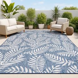 JONATHAN Y SMB119B-3 Nevis Tapis intérieur/extérieur Bleu Marine/Ivoire 91 x 152 cm