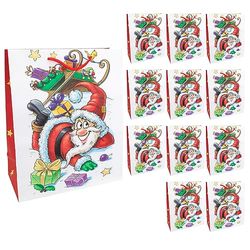 Idena 30345-12 - Geschenkzakjes Kerstman, 12 stuks, 26 x 32 x 12 cm, papieren zakjes, geschenkzakjes, kerstzakjes