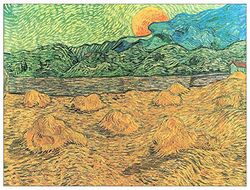 ArtPlaza TW91046 Van Gogh Vincent - Evening landscape at moonrise decoratieve panelen, hout MDF, meerkleurig, 80x60 cm