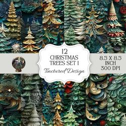 12 Christmas Trees Set 1 Tinctured Design