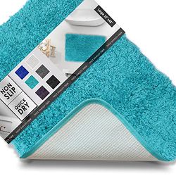 Clara Clark Shaggy Tapis de Bain avec Dos antidérapant en Caoutchouc Super Doux, Bleu Sarcelle, X-Large - 32 x 48
