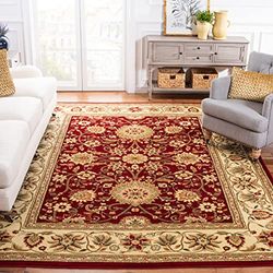 Safavieh Tapis Traditionnel pour Salon, Salle à Manger, Chambre à Coucher - Lyndhurst Collection, Tapis à Poil Court, Rouge et Ivoire, 180 x 180 cm