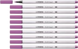 Premium viltstift met penseelpunt voor variabele lijndiktes - STABILO Pen 68 brush - 10 stuks - pruimen paars