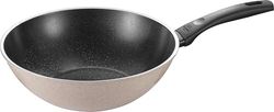 Ballarini Ledro Wok, 28 cm, Aluminium, Compatible Induction, Revêtement Antiadhésif en Céramique, Thermopoint, Fabriquée en Italie, Sable