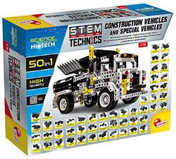 Lisciani 73344 STEM TECHNIC Scienza Hi-Tech Science Construction Vehicles 50In1, Multicolour