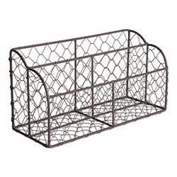 Home Traditions Porte-lettres rustique en grillage de poulet avec deux emplacements pour la maison ou le bureau pour trier et organiser les lettres et factures entrantes ou sortantes