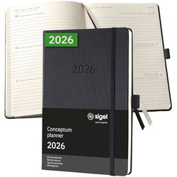SIGEL C2612 Wochenkalender Conceptum 2026, ca. A5, schwarz: Agenda Conceptum, Classic, Hardcover