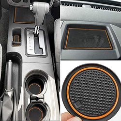 Auovo Anti Dust Mats for Frontier Crew Cab 2005-2020 for Xterra Accessories 2005-2015 Custom Fit Door Pocket Liners Cup Holder Pads Console Mats(24pcs/Set) (Orange)