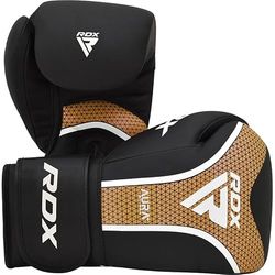 RDX Aura Plus T-17 Gants de Boxe – Cuir Maya Hide, Rembourrage MG-3, Mousse Max-Shock – pour entraînement, Sparring, Kickboxing, Muay Thai, Sangle Quick-EZ (doré, 397 g)