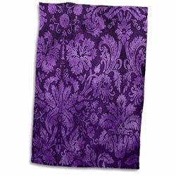 3dRose Decorative Vintage Floral Wallpaper Purple Towel, White, 15 x 22-Inch