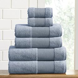 Modern Threads Amrapur Overseas Air Cloud - Juego de Toallas de 6 Piezas, 100% algodón sin torsión, Toallas de baño, Toallas de Mano y paños de baño, súper absorbentes y de Secado rápido, 500 gsm,