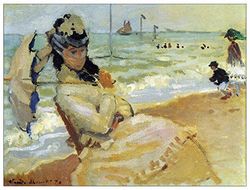 ArtPlaza Monet Claude – Camille on the beach at Trouville, dekorativ paneele, trä, flerfärgad, 80 x 1,8 x 60 cm