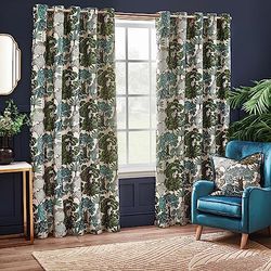 Wylder Nature Woodlands Eyelet Curtains - 2 Panels - Width x Drop - 229 x 183cm (90 x 72) - Green