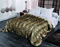 LINDER 5011/28/841/230 Grizzly-överkast, fuskpäls, bomull, 250 x 230 cm, beige