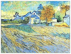 ArtPlaza Van Gogh Vincent-View The Church of Saint-Paul-de Mausole decoratieplaat, MDF, meerkleurig, 80 x 60 cm