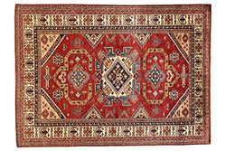 Eden Carpets Kazak Super Tappeto Annodato a Mano, Lana, Multicolore, 152x207 cm