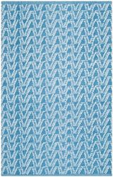 SAFAVIEH Tapis géométrique pour Salon, Salle à manger, Chambre à coucher - Recycled Plastic Collection, Tapis à poil court, Été et bleu, 91 X 152 cm