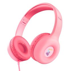 Trust Nouna Hoofdtelefoon met Kabel voor Kinderen 4-10 Jaar met Volumebegrenzing (85dB), On Ear Opvouwbare Headphones met In-line Microfoon en Stickers, Jack 3.5mm, voor Switch, Tablet, Muziek, Roze