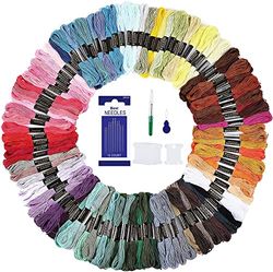 Romon 100 Colori Fili da Ricamo, Fili da Ricamo con Accessori per Amicizia Braccialetti Mestieri, Fili Punto Croce per Maglieria Punto Croce, 8m (100 Colori)