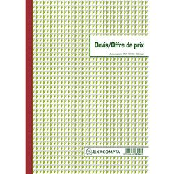 Exacompta - Ref. 13146AE - 1 Manifold Quote Price offer - 50 numbered carbonless sheets in 3 copies (1 original + 2 copies) - A4 format - made in France