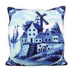 Collection D'Art 5201 Lergods Delft Quai kuddfodral stora hål bomull flerfärgad 50 x 45 x 0,1 cm