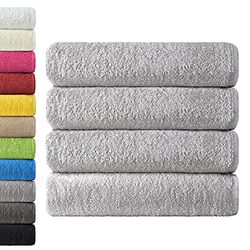 NatureMark Bath Towels, Cotton, Silver Grey, 4er Pack 70x140cm