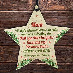 RED OCEAN Christmas Star Tree Bauble Decoration Xmas Memorial Gift For Mum