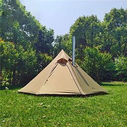 Vilemoon Tipi Tente Chaude avec cric Ignifuge pour tuyaux de cheminée, 3 à 4 Personnes, Tente tipi légère pour équipe familiale, randonnée, Camping, randonnée (Marron)