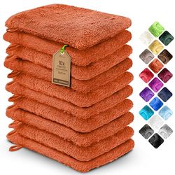 NatureMark Zestaw 10 ręczników frotte, myjki, 100% bawełna, terakota, 15 x 21 cm
