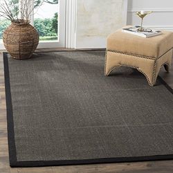 Safavieh Tapis en Fibre Naturelle pour Salon, Salle à Manger, Chambre à Coucher – Collection Fibre Naturelle, Poils Courts, Gris Anthracite et Anthracite, 183 x 274 cm