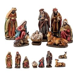 DRW Mystère Belen 8 Pièces Résine Peinte à la Main Style Classique 21 cm