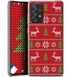 Caseink Beschermhoes voor Samsung Galaxy A72 4G / 5G (6,7 inch), gel, HD-motief, bedrukt in Frankrijk, kerstcollectie, design, rood, naden, zacht, ultradun]