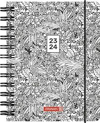 BRUNNEN Agenda diaria "ZENART" 2023/2024 A6 negro/blanco 1 página = 1 día, sábado + solo en una página