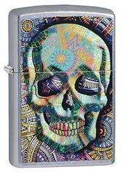 Zippo Geometric Skull Design Street Chrome Pocket Lighter