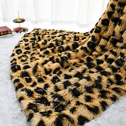 HOMORE Manta de Leopardo esponjosa, Manta de Felpa con Estampado de Guepardo, Manta de Piel sintética Suave para sofá, Silla, sofá, Lavable y Ligera, 50 x 60 Pulgadas, Color Caqui