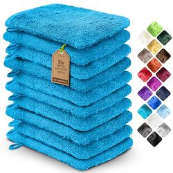 NatureMark Zestaw 10 ręczników frotte, myjki, 100% bawełna, turkusowe