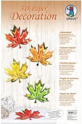 Ursus 21910099-3D papier decoratie herfstbladeren, ca. 9,3 x 8,5 cm