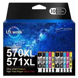 Uniwork 570XL 571XL Compatibili Cartucce d'inchiostro Sostituzione per Canon PGI-570 CLI-571 XL per MG5750 MG5751 MG5752 MG5753 MG6850 MG6851 TS5050 TS5051 (PGBK Nero Ciano Magenta Giallo, 10-Pack)