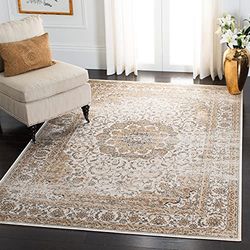 Safavieh Tapis Vintage médaillon, pour Salon, Salle à Manger, Chambre à Coucher - Collection Atlas - Poils Courts - Ivoire et Beige - 122 x 183 cm