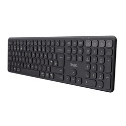 Trust Vaiya Wireless Keyboard Bluetooth + 2.4 GHz QWERTY UK Layout, Multi-device Bluetooth Keyboard with Numpad, Rechargeable Battery, 55% Recycled Plastics, Windows iOS iPadOS macOS Android, Black