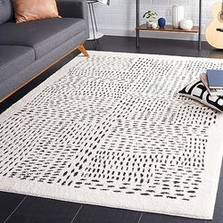 Safavieh Tapis Moderne pour Salon, Salle à Manger, Chambre à Coucher - Melody Collection, Tapis à Poil Court, Ivoire et Noir, 91 x 152 cm