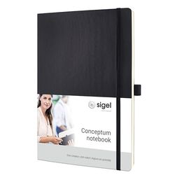 SIGEL CO308 Cuaderno premium con lineatura dot, A4, tapa blanda, negro - Conceptum