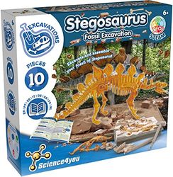 Stegosaurus, graafset voor kinderen + 6 jaar - Graaf en monteer 10 dinosaurusfossielen met dit paleontologische en archeologische speelgoed voor kinderen, wetenschappelijke spellen van 6-10 jaar