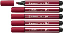 STABILO Rotulador Premium punta biselada (1 + 5 mm) Pen 68 MAX - Caja de 5 - Color Púrpura