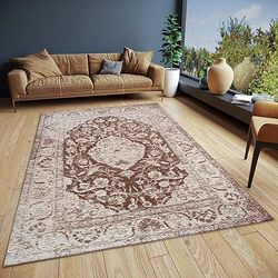 HANSE Home Mahat Tapis Oriental Classique tissé avec Bordure, Aspect Vintage, légèrement Brillant, Tissu Plat pour Chambre à Coucher, Salle à Manger, salon, couloir - Marron, 200 x 285 cm