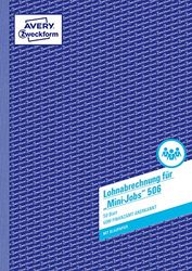 AVERY Zweckform 506 Payroll Mini Jobs (A4, with 1 Sheet of Blue Paper, Recognised by The Tax Office, for Minor Employees, with Documentation in Accordance with Minimum Wage Act, 50 Sheets) White