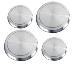 Wenko 2235504100 - Juego de 4 Cubiertas para cocinas eléctricas de Acero Fino Inoxidable, 2 de 16 x 2 cm y 2 de 20 x 2 cm, Color Gris