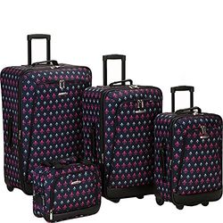 Rockland Reaction Fashion Softside Expandable Upright Luggage, Black Icon, 4-Piece Set (14/19/24/28), Black Icon, 4-Piece Set (14/19/24/28), Reaction Fashion Softside Expandable Upright Luggage Set
